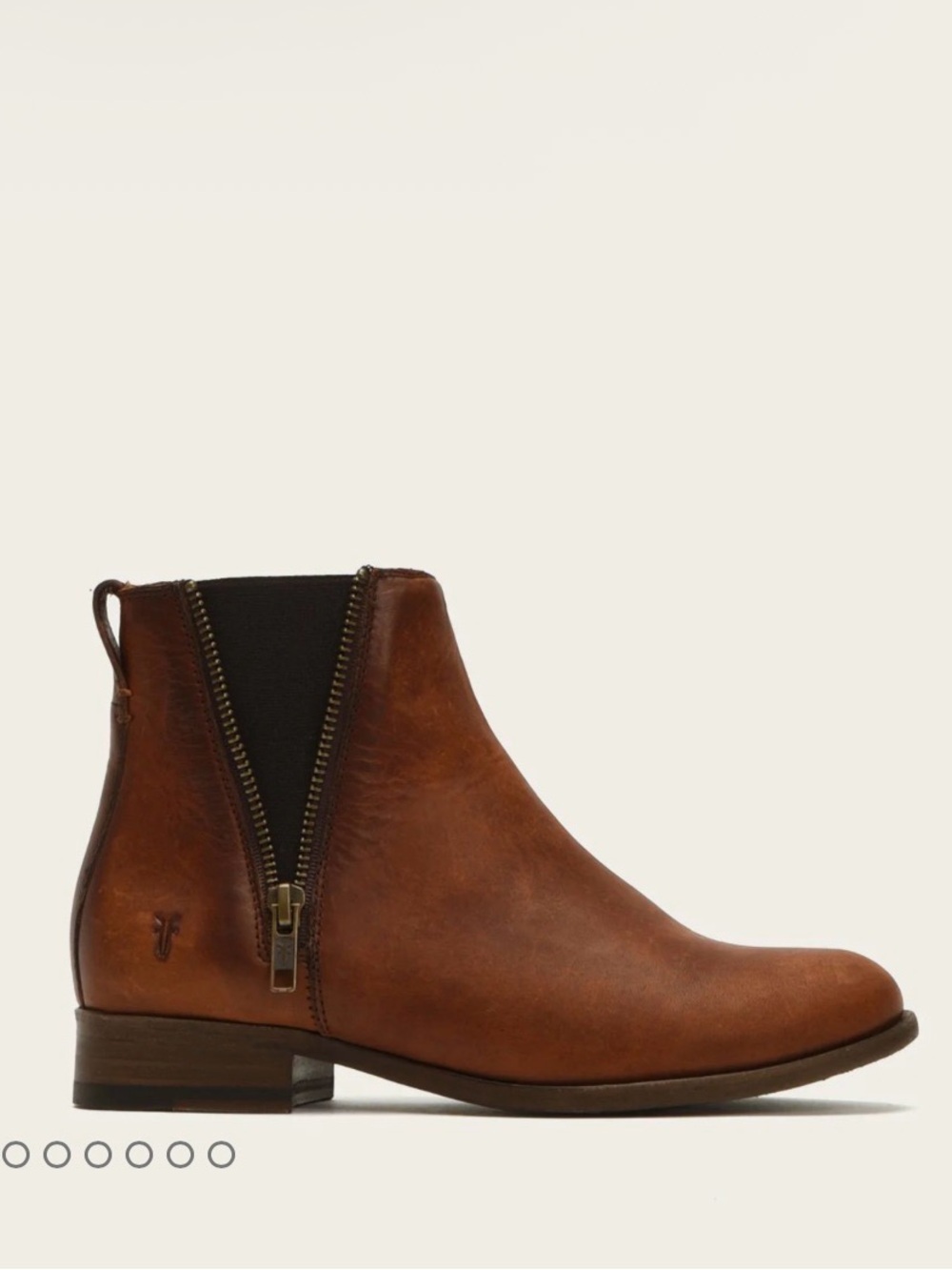 Frye Carly Zip Chelsea Boot Brown Cognac Leather Ankle Boots